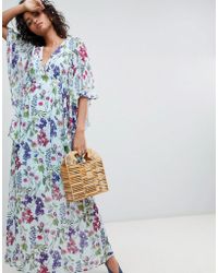 Ghost Kimono Sleeve Printed Maxi Dress - Blue