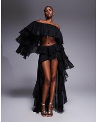 The Dolls House - Pantalones Cortos Negros Con Volantes Rebecca De (Parte De Un Conjunto) - Lyst