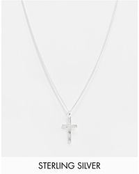 ASOS Sterling Necklace With Cross Pendant - Metallic