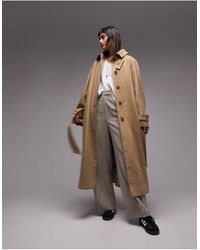 TOPSHOP - Longline Belted Brushed Trench Coat - Lyst