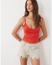 Motel - Runta Eyelet Detail Mini Shorts - Lyst