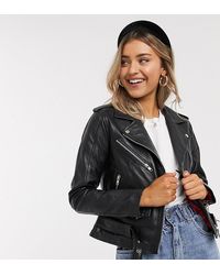 Reclaimed (vintage) Revived - Blouson en cuir style motard - Noir
