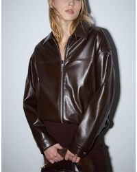 Stradivarius - Oversize Faux Leather Jacket - Lyst
