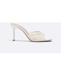 Stradivarius - Sandali Con Tacco Écru Decorati - Lyst