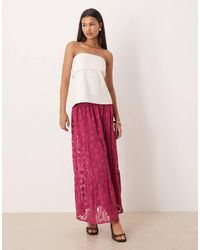 Lovedrobe - Floral Burnout Tiered Maxi Skirt - Lyst