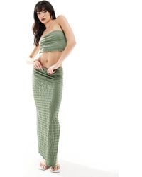 ASOS - Co-Ord Set Shirred Textured Bandeau Top And Column Maxi Skirt - Lyst