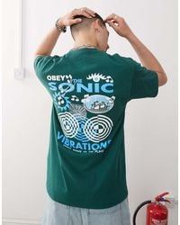 Obey - Camiseta Oscuro Con Estampado En La Espalda Y Gráfico Del Logo Sonic Vibrations De - Lyst