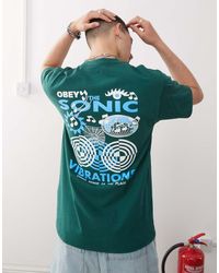 Obey - Sonic Vibrations Graphic Logo T-shirt With Back Print - Lyst