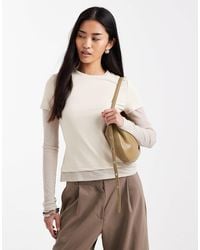 ASOS - Long Sleeve Mesh Double Layer Top - Lyst