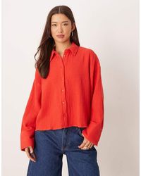 ASOS - Cropped Textured Cotton Shirt - Lyst
