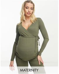 Mama.licious - Mamalicious Maternity Ribbed Tie Detail Top Co-ord - Lyst
