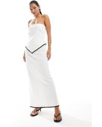 4th & Reckless - Linen Look Cotton Contrast Ric Rac Trim Maxi Skirt Co-ord - Lyst