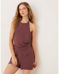ASOS - Halter Asym Overlay Detail Playsuit - Lyst