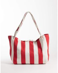 ASOS - Striped Canvas Tote Bag - Lyst