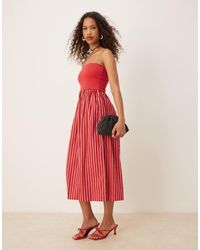 Nobody's Child - – felicity – trägerloses midikleid mit streifen und kontrast-oberteil - Lyst