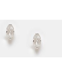 Kingsley Ryan - Pendientes De Botón De Plata De Ley En Forma De Rombo Con Gemas Pequeñas De -Plateado - Lyst