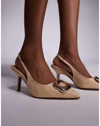 River Island - Raffia Slingback Court Heel - Lyst