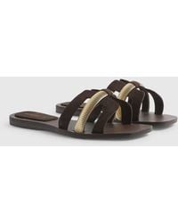 River Island - Suede Strap Flat Sandals - Lyst