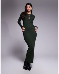 Kaiia - Exclusive Cut Out Detail Long Sleeve Knitted Maxi Dress - Lyst