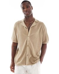 Jack & Jones - Polo oversize et boutonné en maille - beige - Lyst