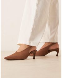 ASOS - – sculpt – hochwertige slingback-schuhe aus camelfarbenem wildleder mit mittelhohem absatz - Lyst