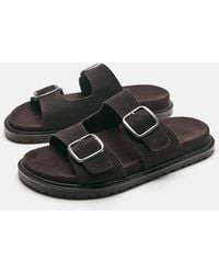 Pull&Bear - Leather Buckle Sandals - Lyst