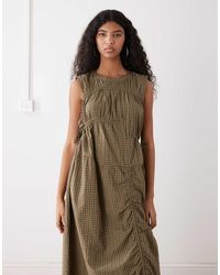 Collusion Channel Check Maxi Dress in Blue | Lyst