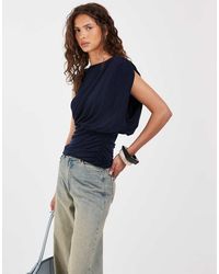 Object - Draped Shoulder Top With Ruched Detailing - Lyst