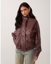 Cotton On - Faux Leather Funnel Neck Bomber Jacket - Lyst