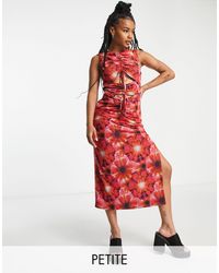 Topshop Unique - Mesh Ruched Midi Dress - Lyst
