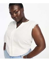 ONLY - V Neck Blouse With Crochet Trim - Lyst