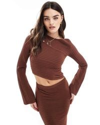 Bershka - Wide Ribbed Asymetric Knitted Top Co-ord - Lyst