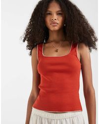 ASOS - Ribbed Scoop Neck Vest With Blanket Stitch Detail - Lyst