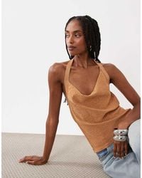 ASOS - Knitted Metallic Festival Cowl Top - Lyst