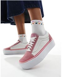 Vans - Old skool - sneakers rosa e bianche con suola rialzata - Lyst