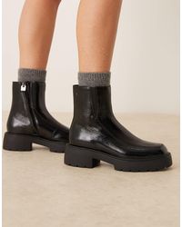 Calvin Klein - Chunky Leather Ankle Boot With Zipper - Lyst