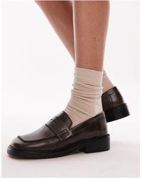 TOPSHOP - Cole Premium Leather Square Toe Loafers - Lyst
