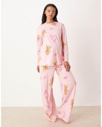 ASOS - Asos Design Maternity Gingerbread & Candy Cane Long Sleeve Top & Pants Pajama Set - Lyst