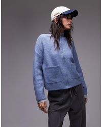 SELECTED - Femme Zip Thru Alpaca Blend Fluffy Cardigan With Pockets - Lyst