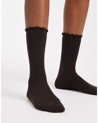 Vero Moda - Ribbed Frill Socks - Lyst