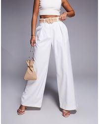 River Island - Belted Wide Leg Trouser - Lyst