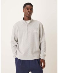ASOS - Co-ord Oversized Half Zip Sweatshirt With Chest Embroidery - Lyst