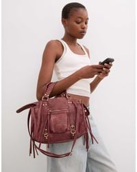 Bershka - Sac bowling avec anses effet usé - bordeaux - Lyst