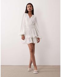 Gina Tricot - V Neck Wide Sleeve Mini Dress - Lyst