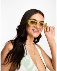 Pieces - Clear Rectangle Sunglasses - Lyst