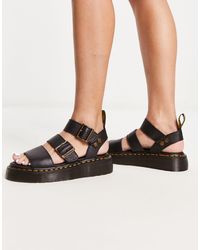 Dr. Martens Gryphon Quad Leather Chunky Sandals With Gold Hardware in Black  | Lyst