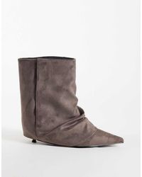 SIMMI - Simmi London Dixee Fold Over Ruched Ankle Boots - Lyst