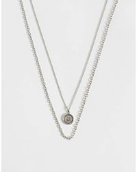 ASOS - 2 Pack Button Pendant And Chain Necklace - Lyst