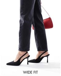 Asos Design Wide Fit - Asos design - salty - chaussures larges à talon aiguille mi-haut et bride arrière - Lyst
