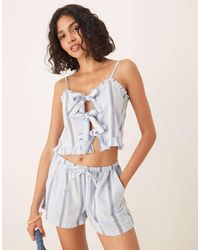 Iisla & Bird - Top Playero A Rayas Azules Con Lazada Delantera De (Parte De Un Conjunto)-Blanco - Lyst